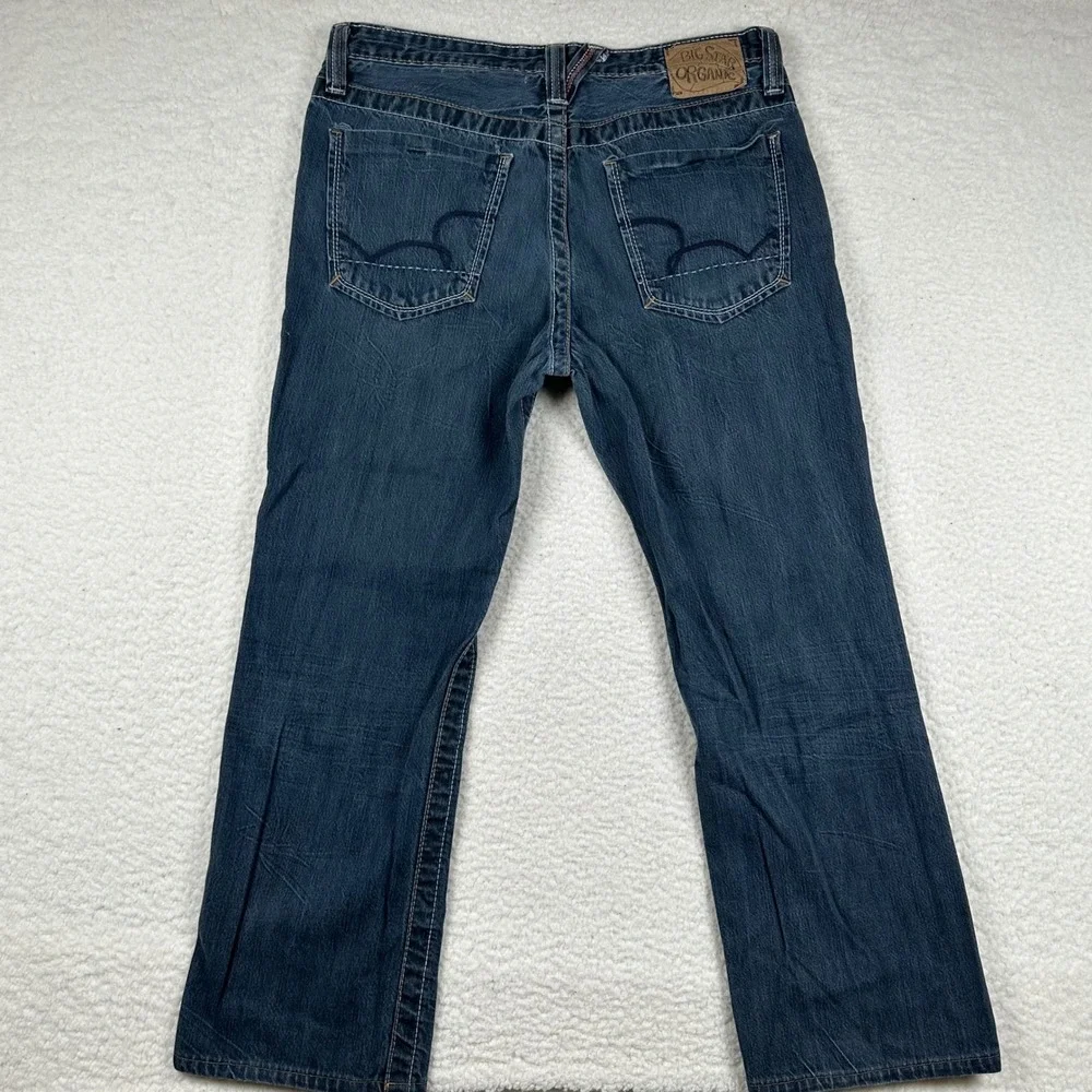 Big Star Pioneer Boot Jeans Mens Organic Denim Bootcut 34x28 Dark Blue Classic